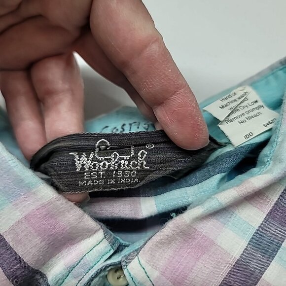 VTG WOOLRICH Mens Madras Plaid Short Sleeve Button Down Shirt Size XL Colorful - Picture 16 of 16